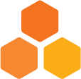 The icon representing Quest Forward's Essential Habits, three hexagons meeting each other, in shades of orange.