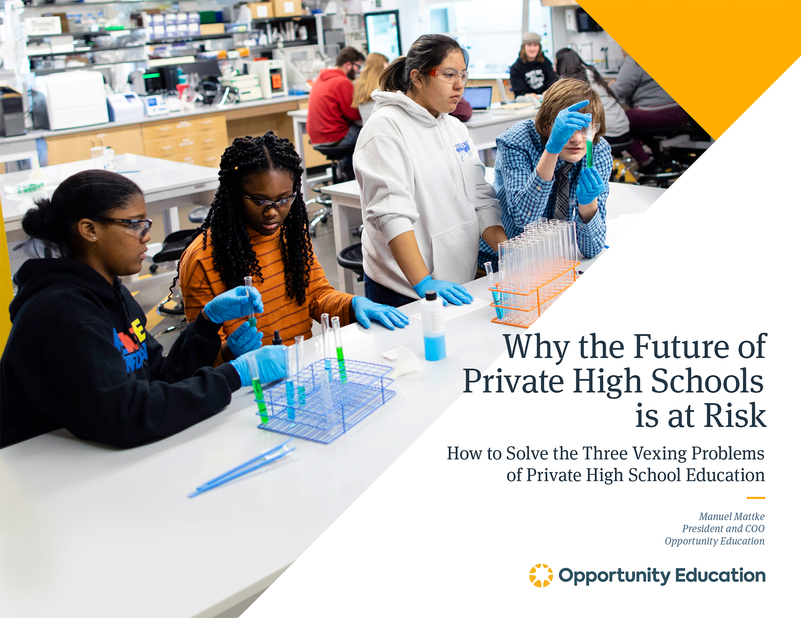 The cover of the ebook by Opportunity Education, titled "Why the Future of Private High Schools is at Risk."