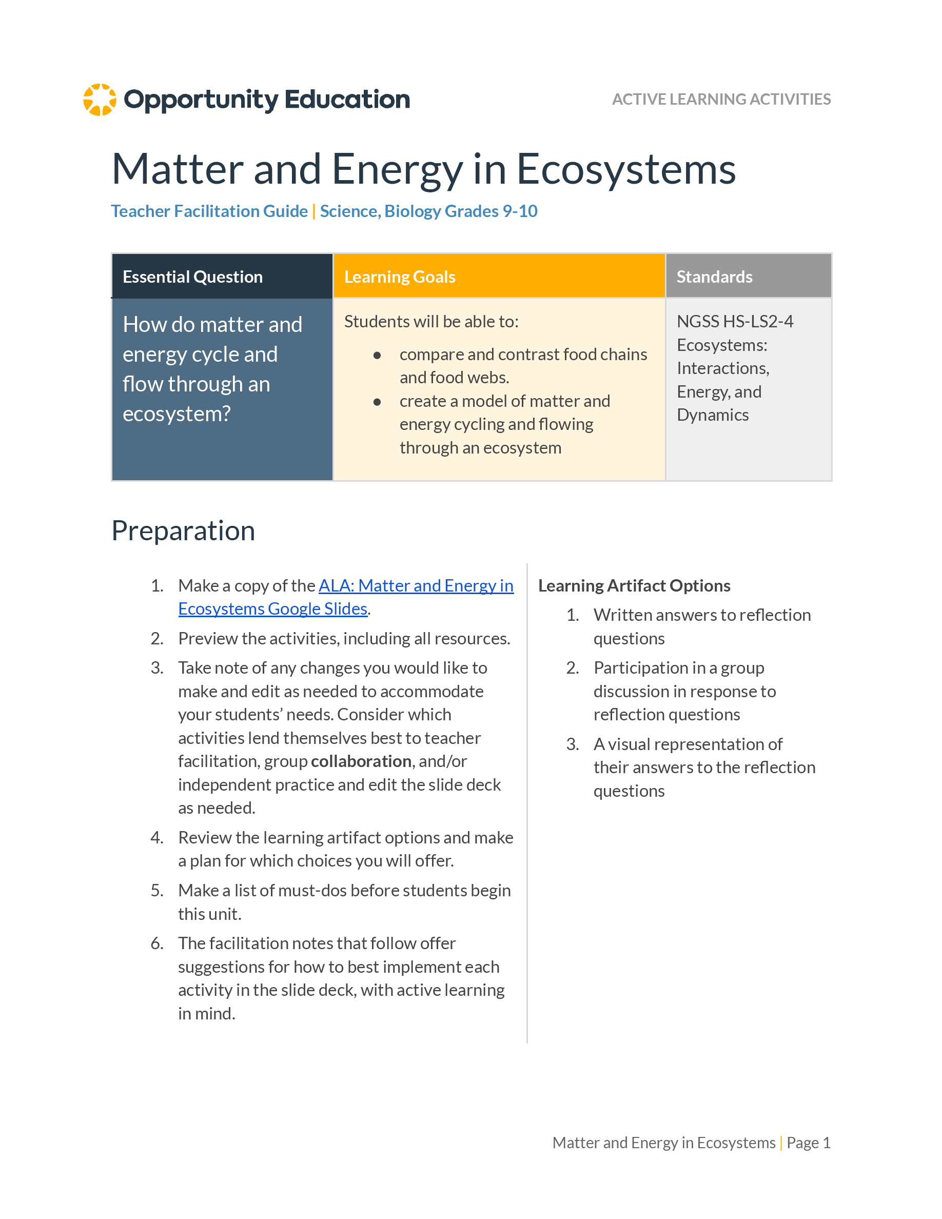 Matter and Energy in Ecosystems