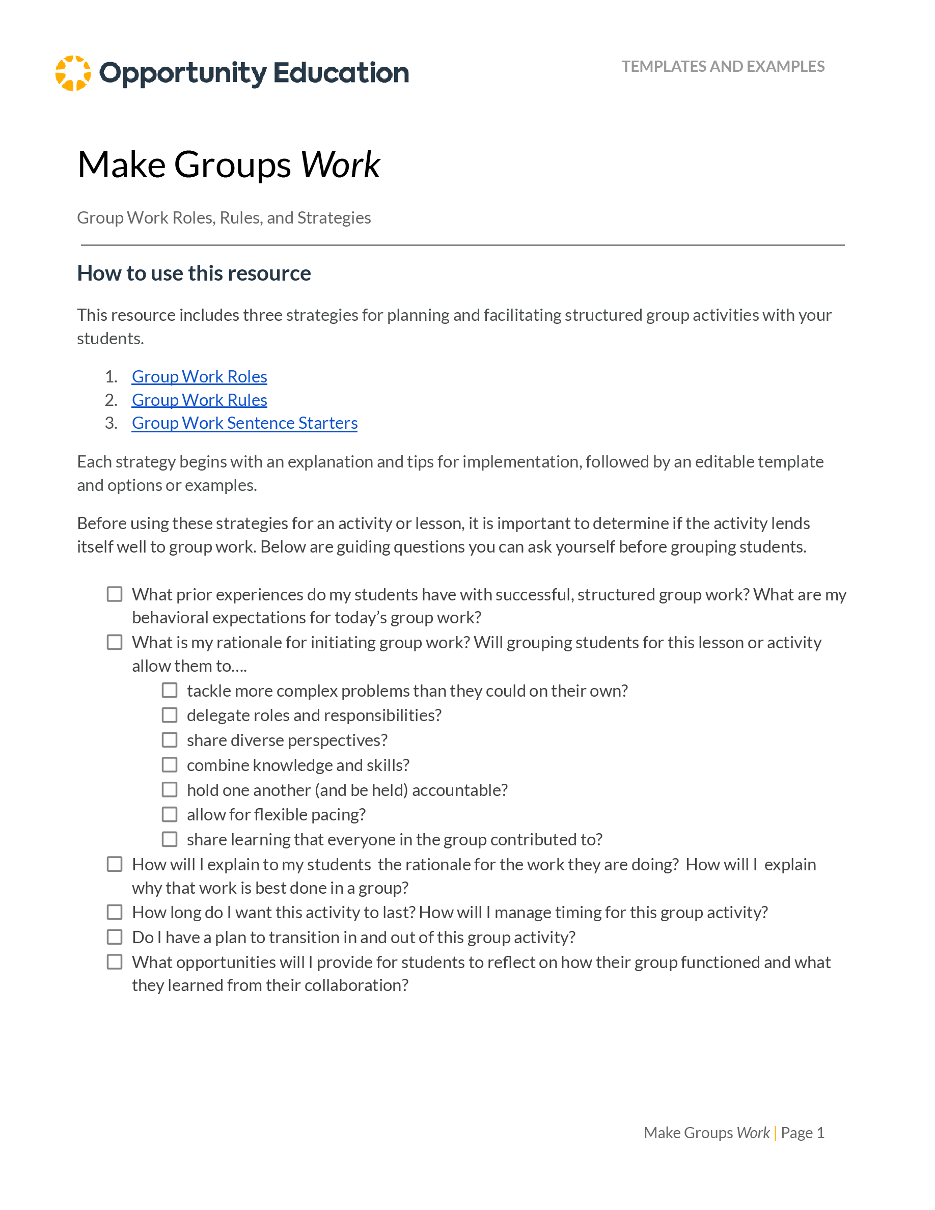 Make Groups Work